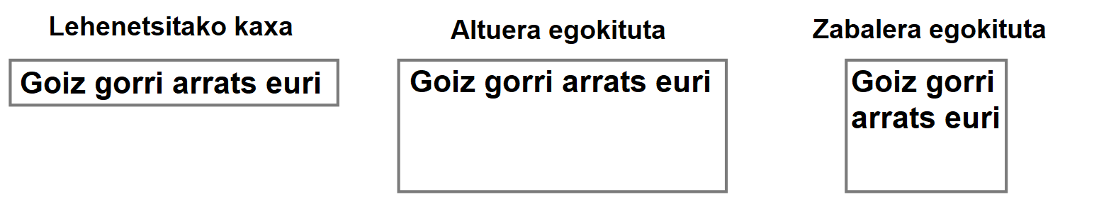 Norberak egokitutako kaxak.